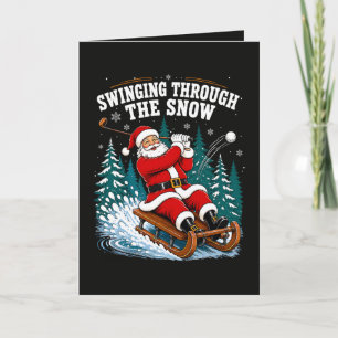 Cartes Pour Fêtes Annuelles Père Noël jouant au golf Joyeux Noël golfeur