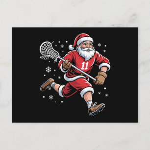 Cartes Pour Fêtes Annuelles Père Noël jouant au lacrosse Noël Vacances Neige N