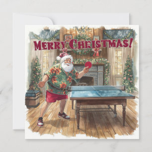 Cartes Pour Fêtes Annuelles Père Noël jouant au ping pong dans une chemise haw