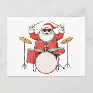 Cartes Pour Fêtes Annuelles Père Noël jouant de la batterie Lunettes de soleil