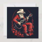Cartes Pour Fêtes Annuelles père noël jouant de la guitare à noël (Devant)