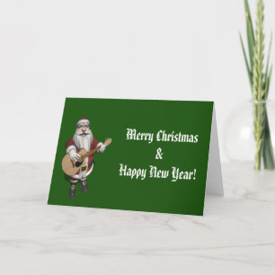 Cartes Pour Fêtes Annuelles Père Noël jouant des chants de Noël sur sa guitare