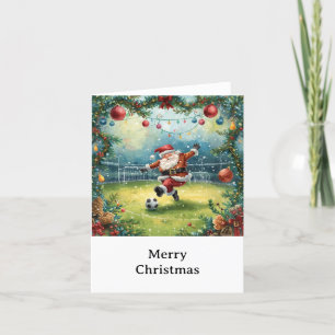 Cartes Pour Fêtes Annuelles Père Noël joue au football vacances de Noël