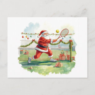 Cartes Pour Fêtes Annuelles Père Noël joue au tennis Vacances de Noël