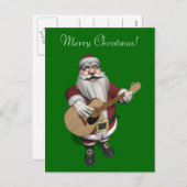 Cartes Pour Fêtes Annuelles Père Noël joue la guitare accoustique (Devant / Derrière)