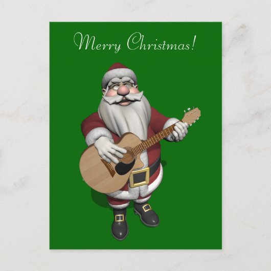 Cartes Pour Fêtes Annuelles Père Noël joue la guitare accoustique (Devant)