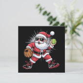 Cartes Pour Fêtes Annuelles Père Noël Jouer au softball comme Pitcher Christma (Debout devant)