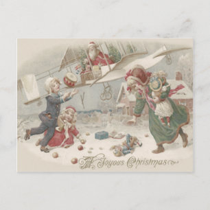 Cartes Pour Fêtes Annuelles Père Noël jouets volants arbre de Noël enfants