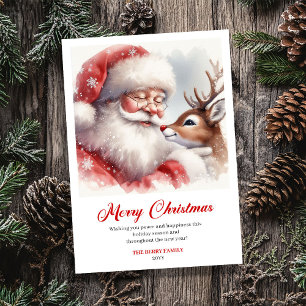 Cartes Pour Fêtes Annuelles Père Noël joueur et salutation de joie de Noël de