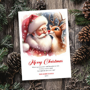 Cartes Pour Fêtes Annuelles Père Noël joueur et salutation de joie de Noël de