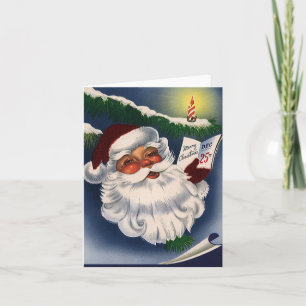 Cartes Pour Fêtes Annuelles Père Noël joyeux rétro des années 50, Noël vintage