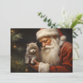 Cartes Pour Fêtes Annuelles Père Noël Kitten Chat Joyeux Noël (Debout devant)