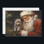 Cartes Pour Fêtes Annuelles Père Noël Kitten Chat Joyeux Noël<br><div class="desc">Carte de voeux de Noël avec un tableau du Père Noël et un chaton gris mignon. Personnalisé au dos avec votre message et votre nom. Contactez-moi pour obtenir de l'aide sur votre personnalisation ou pour demander des produits Zazzle correspondants ou coordonnés supplémentaires.</div>