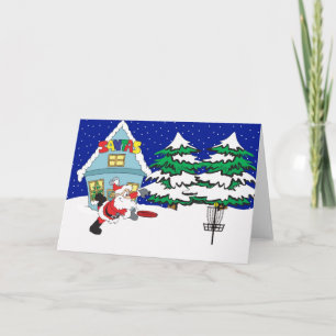 Cartes Pour Fêtes Annuelles père Noël Lecture de Disque Golf
