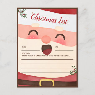 Cartes Pour Fêtes Annuelles Père Noël Liste de Noël pour enfants
