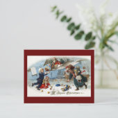 Cartes Pour Fêtes Annuelles Père Noël Livrant Des Cadeaux Via Biplane (Debout devant)