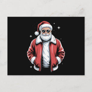 Cartes Pour Fêtes Annuelles Père Noël Lunettes de soleil Blouson en cuir Bombe
