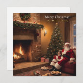 Cartes Pour Fêtes Annuelles Père Noël mangeant des biscuits (Devant / Derrière)