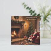 Cartes Pour Fêtes Annuelles Père Noël mangeant des biscuits (Debout devant)