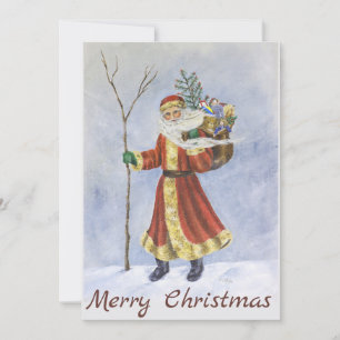 Cartes Pour Fêtes Annuelles Père Noël, Marcher dans l'art acrylique de la neig