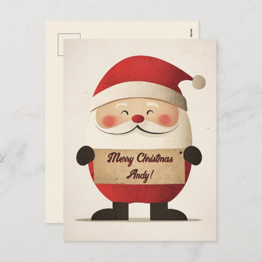 Cartes Pour Fêtes Annuelles Père Noël Message privé (Devant / Derrière)