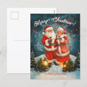 Cartes Pour Fêtes Annuelles Père Noël Mme Claus Joyeux Noël
