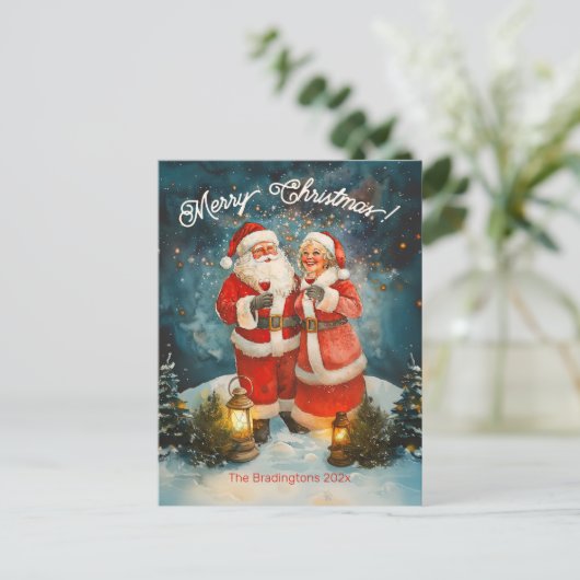 Cartes Pour Fêtes Annuelles Père Noël Mme Claus Joyeux Noël (Debout devant)