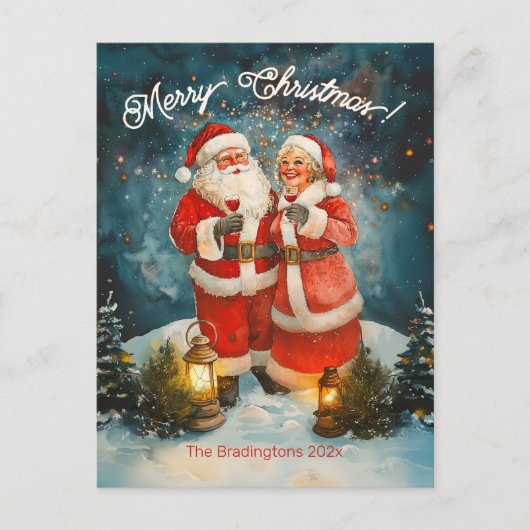 Cartes Pour Fêtes Annuelles Père Noël Mme Claus Joyeux Noël (Devant)