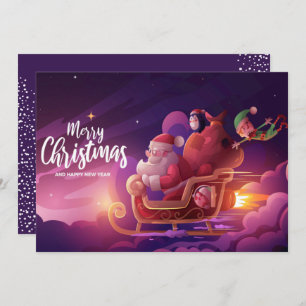 Cartes Pour Fêtes Annuelles Père Noël moderne Sleigh Christmas