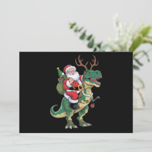 Cartes Pour Fêtes Annuelles Père Noël montant un dinosaure T-Rex Noël Xmas Squ