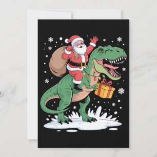 Cartes Pour Fêtes Annuelles Père Noël montant un dinosaure T Rex Noël Xmas Vac
