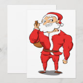 Cartes Pour Fêtes Annuelles Père Noël musclé Gym de Noël (Devant / Derrière)