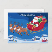 Cartes Pour Fêtes Annuelles Père Noël Nightime Sleigh Ride Noël (Devant / Derrière)