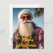Cartes Pour Fêtes Annuelles Père Noël Noël tropical (Devant / Derrière)