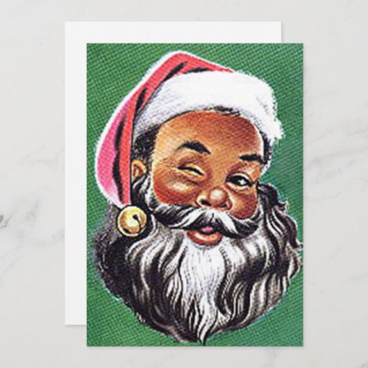 Cartes Pour Fêtes Annuelles Père Noël noir afro-américain Noël (Devant / Derrière)