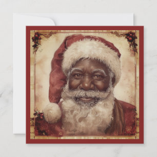 Cartes Pour Fêtes Annuelles Père Noël noir chapeau de Père Noël à barbe blanch