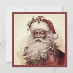 Cartes Pour Fêtes Annuelles Père Noël noir de Noël - Rococo rouge et verdure