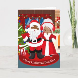 Cartes Pour Fêtes Annuelles Père Noël noir et Mme Claus