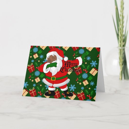 Cartes Pour Fêtes Annuelles Père Noël noir faisant la dab (Devant)