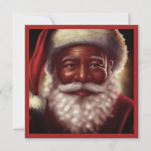 Cartes Pour Fêtes Annuelles Père Noël Noir Souriant de Luxe Chapeau de Père No