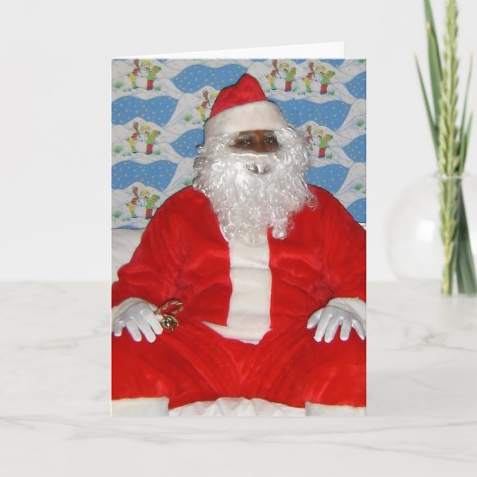 Cartes Pour Fêtes Annuelles Père Noël noire (Devant)