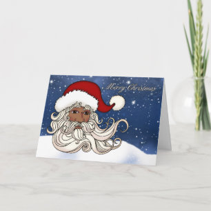 Cartes Pour Fêtes Annuelles Père Noël Noire avec neige Joyeux Noël