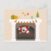 Cartes Pour Fêtes Annuelles père Noël noire coincée dans une cheminée (Devant)