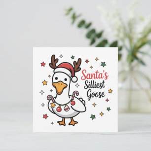 Cartes Pour Fêtes Annuelles Père Noël Oie Silly Noël Canard Drôle Mignon 