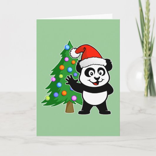Cartes Pour Fêtes Annuelles Père Noël Panda (Devant)