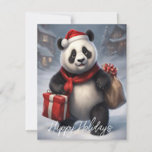 Cartes Pour Fêtes Annuelles Père Noël Panda Bear