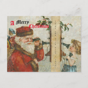Cartes Pour Fêtes Annuelles Père Noël Parlant Au Téléphone