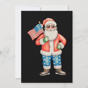 Cartes Pour Fêtes Annuelles Père Noël patriotique Noël américain 4 juillet