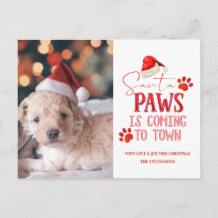 Cartes Pour Fêtes Annuelles Père Noël Paws arrive en ville Photo de Noël