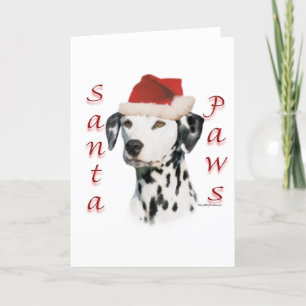 Cartes Pour Fêtes Annuelles Père Noël Paws de Dalmatie noire